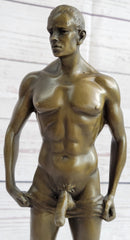 Well Endowed Muscular Nude Male Figure Gay Art Bronze Statue Sculpture Mavchi 13" x 6"