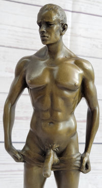 Well Endowed Muscular Nude Male Figure Gay Art Bronze Statue Sculpture Mavchi 13" x 6"