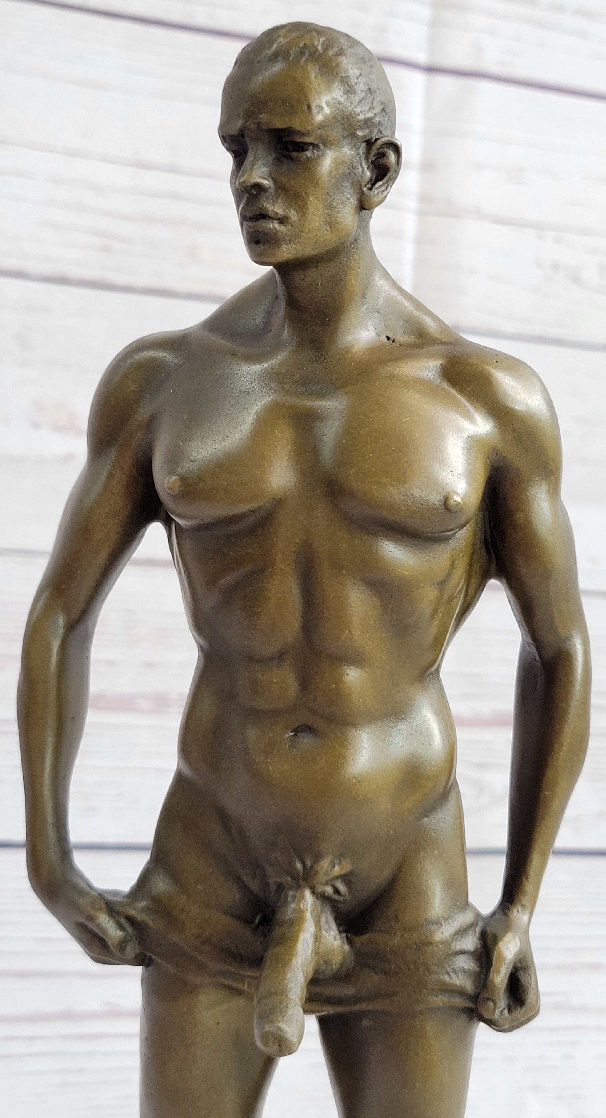 Well Endowed Muscular Nude Male Figure Gay Art Bronze Statue Sculpture Mavchi 13" x 6"