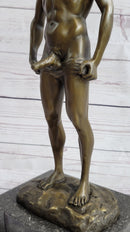 Well Endowed Muscular Nude Male Figure Gay Art Bronze Statue Sculpture Mavchi 13" x 6"