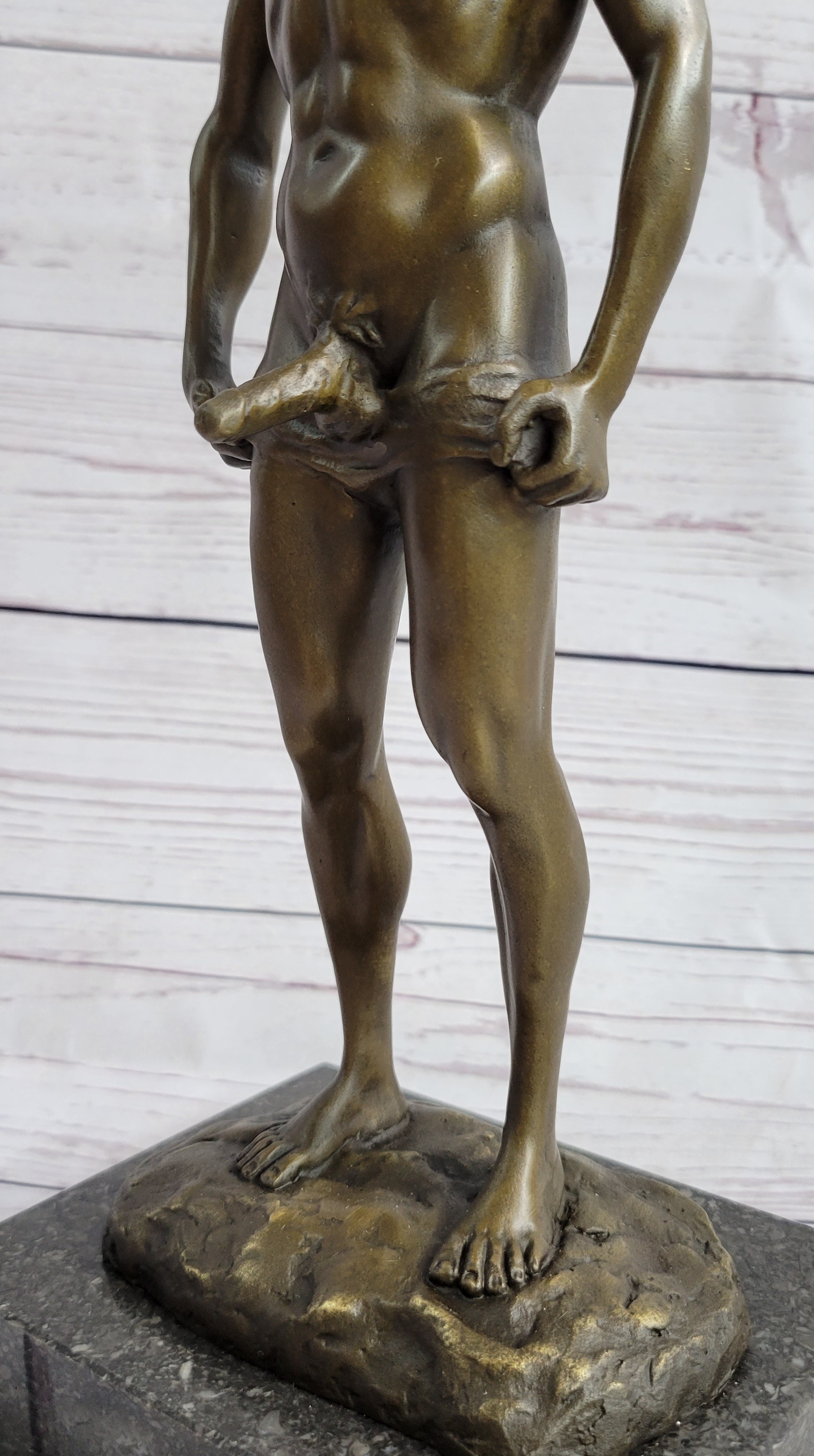 Well Endowed Muscular Nude Male Figure Gay Art Bronze Statue Sculpture Mavchi 13" x 6"