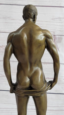 Well Endowed Muscular Nude Male Figure Gay Art Bronze Statue Sculpture Mavchi 13" x 6"