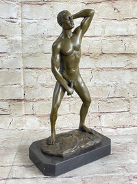 Hot Cast Bronze Nude Man Sexual Pose Erotic Art by Mavchi