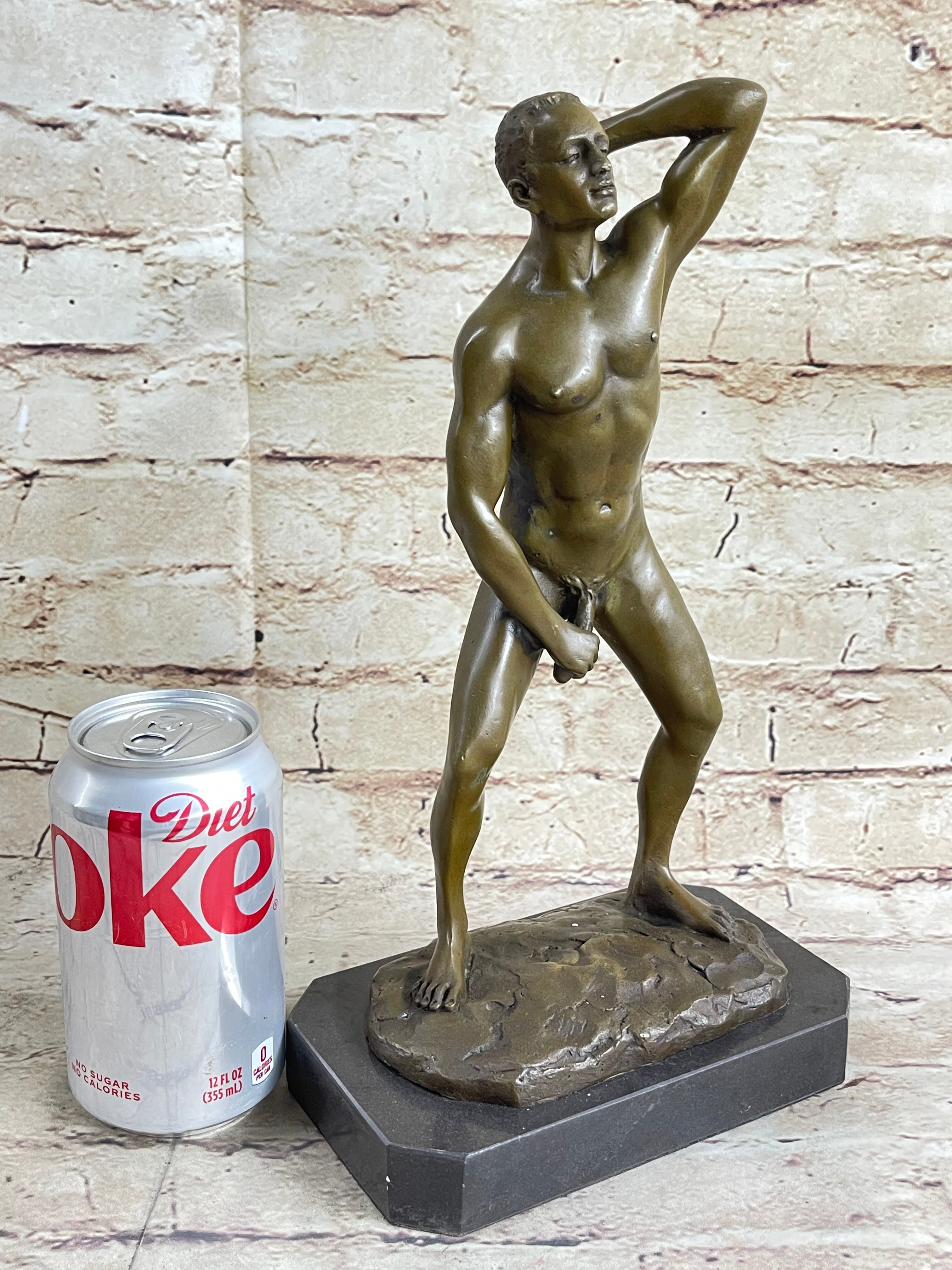 Hot Cast Bronze Nude Man Sexual Pose Erotic Art by Mavchi