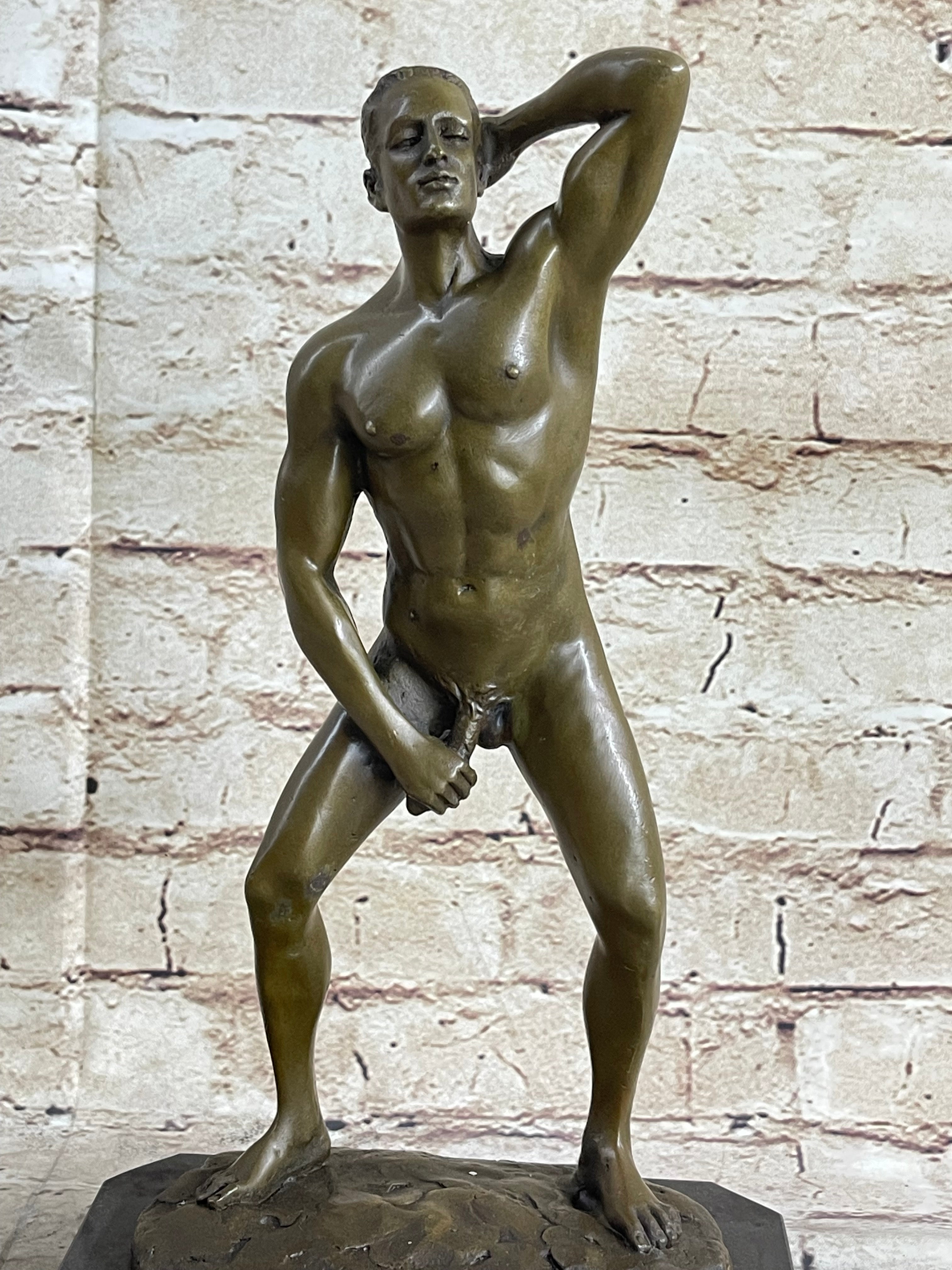 Hot Cast Bronze Nude Man Sexual Pose Erotic Art by Mavchi