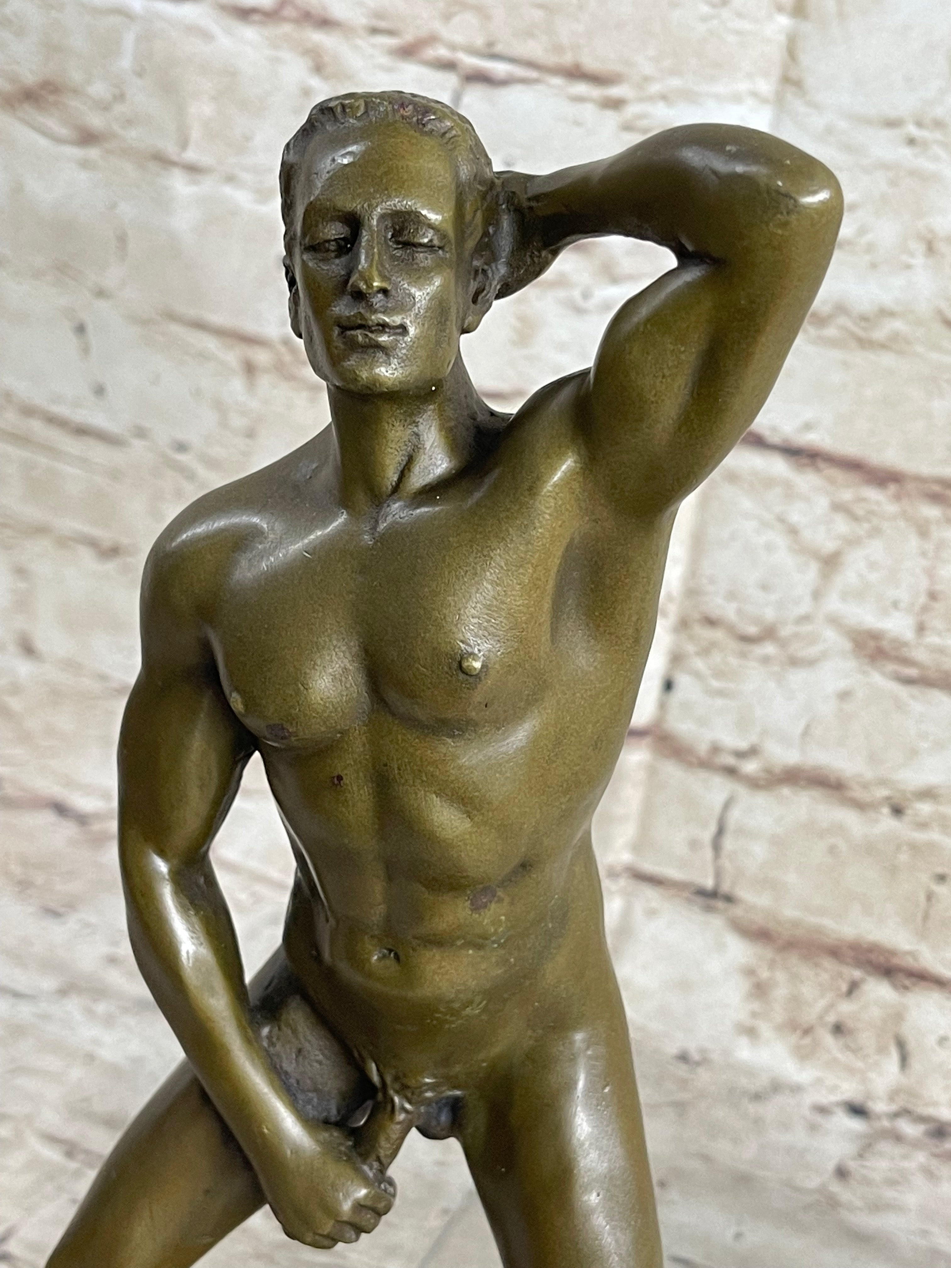 Hot Cast Bronze Nude Man Sexual Pose Erotic Art by Mavchi