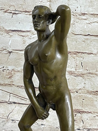Hot Cast Bronze Nude Man Sexual Pose Erotic Art by Mavchi