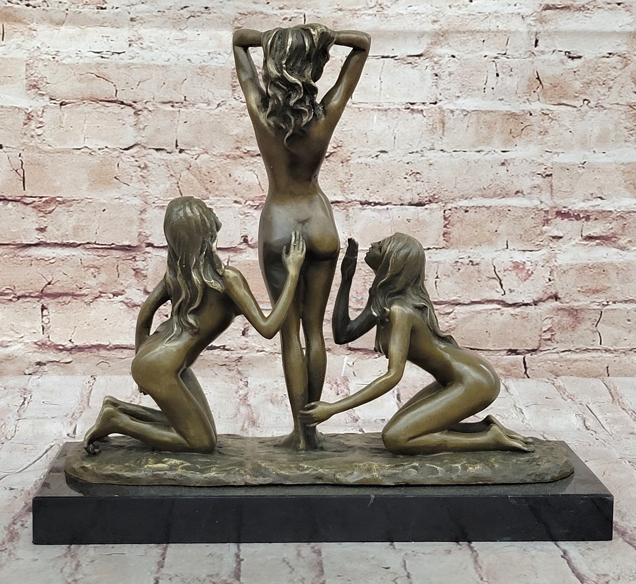 Three 3 Sexy Nude Women Trio Models Bronze Sculpture Mavchi Erotic Art