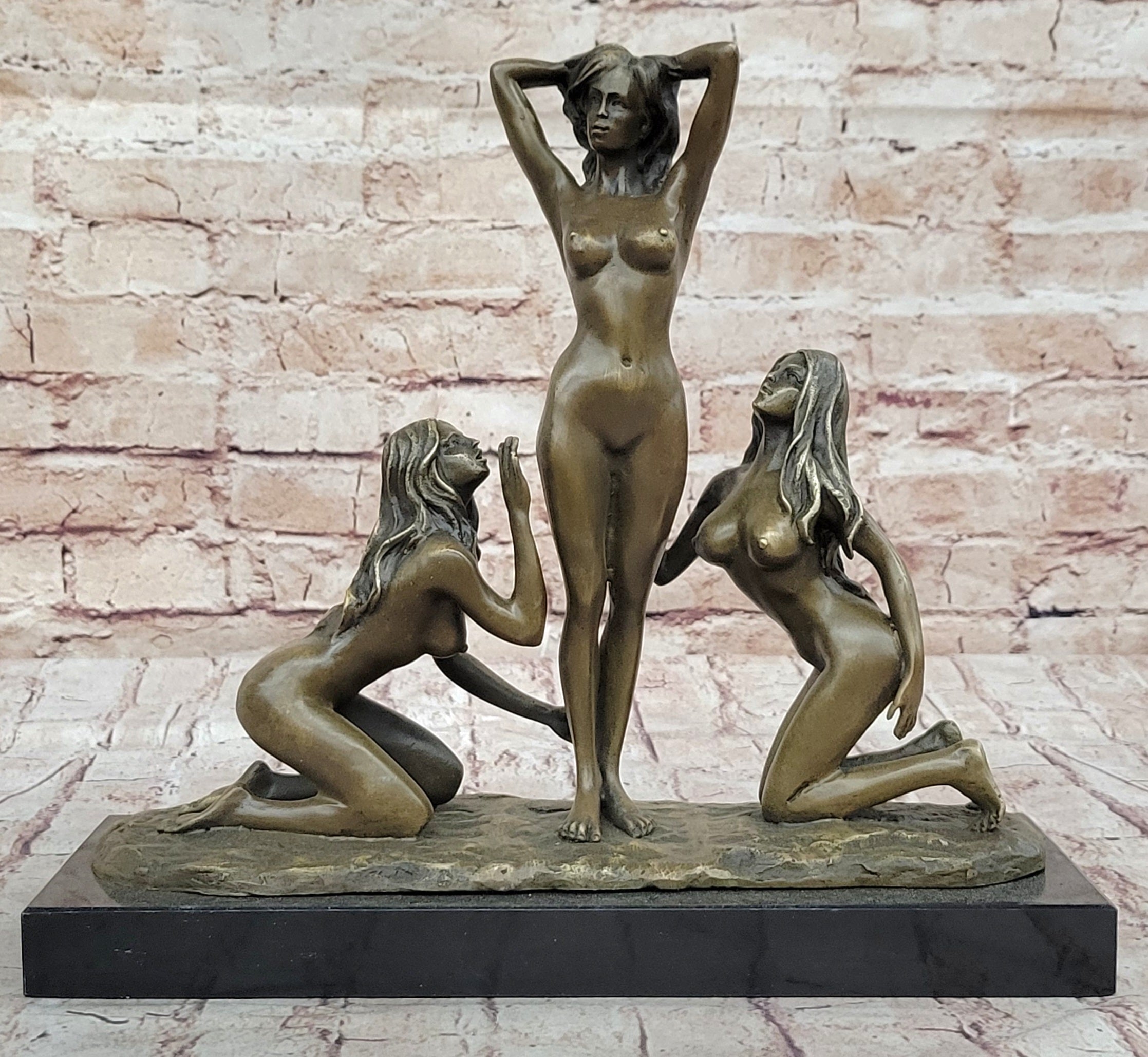 Three 3 Sexy Nude Women Trio Models Bronze Sculpture Mavchi Erotic Art