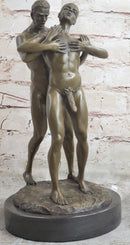 Signed Bronze Sculpture of Two Gay Men on Marble Base