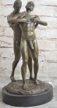 Signed Bronze Sculpture of Two Gay Men on Marble Base