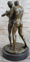 Signed Bronze Sculpture of Two Gay Men on Marble Base