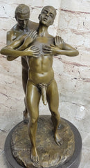 Signed Bronze Sculpture of Two Gay Men on Marble Base