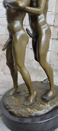 Signed Bronze Sculpture of Two Gay Men on Marble Base