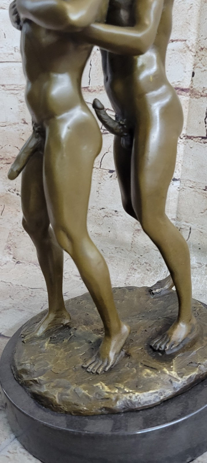 Signed Bronze Sculpture of Two Gay Men on Marble Base