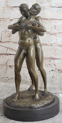 Signed Bronze Sculpture of Two Gay Men on Marble Base