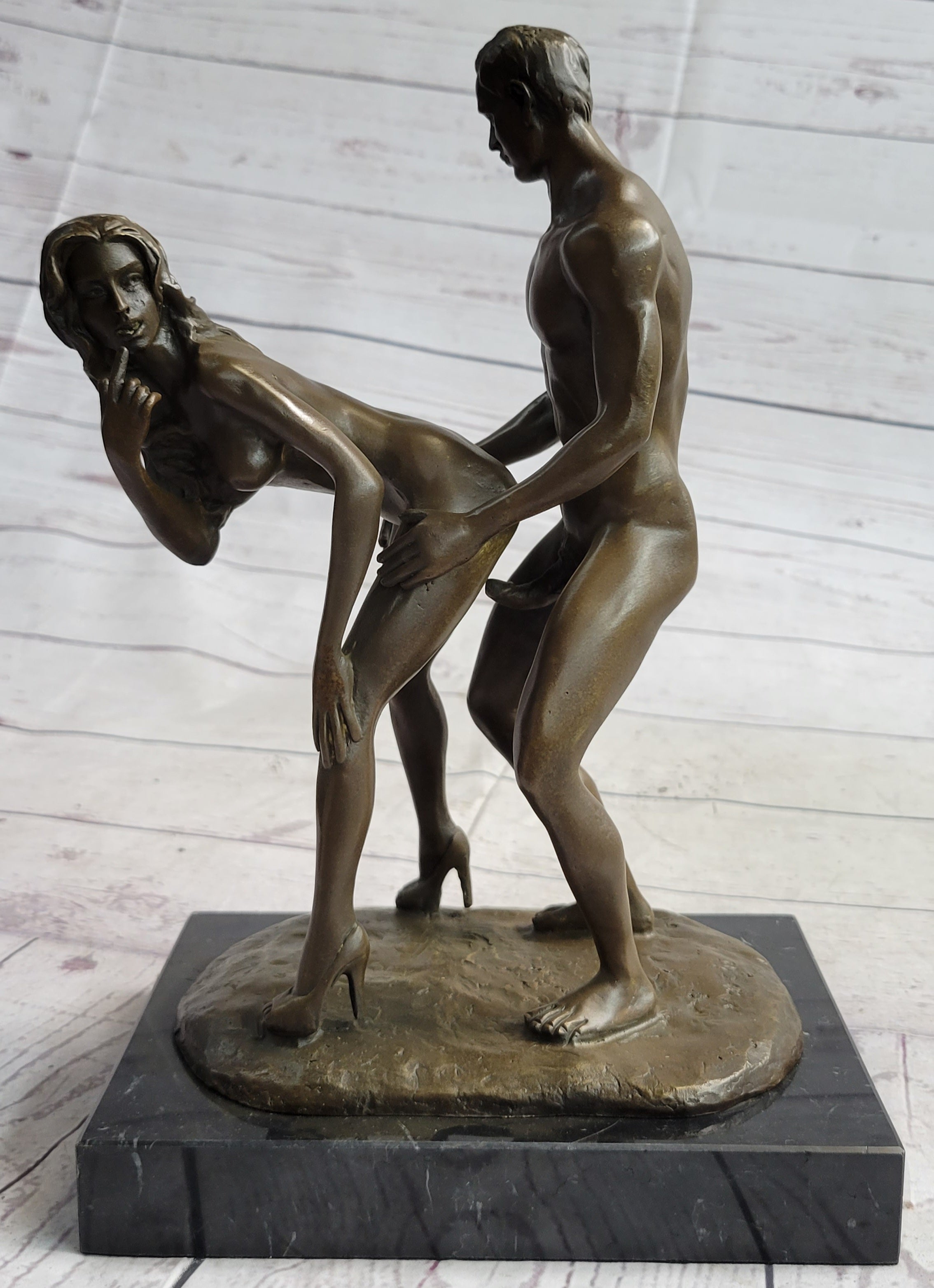 Standing Doggystyle Erotic Nude Bronze Sexual Sculpture by J. Mavchi