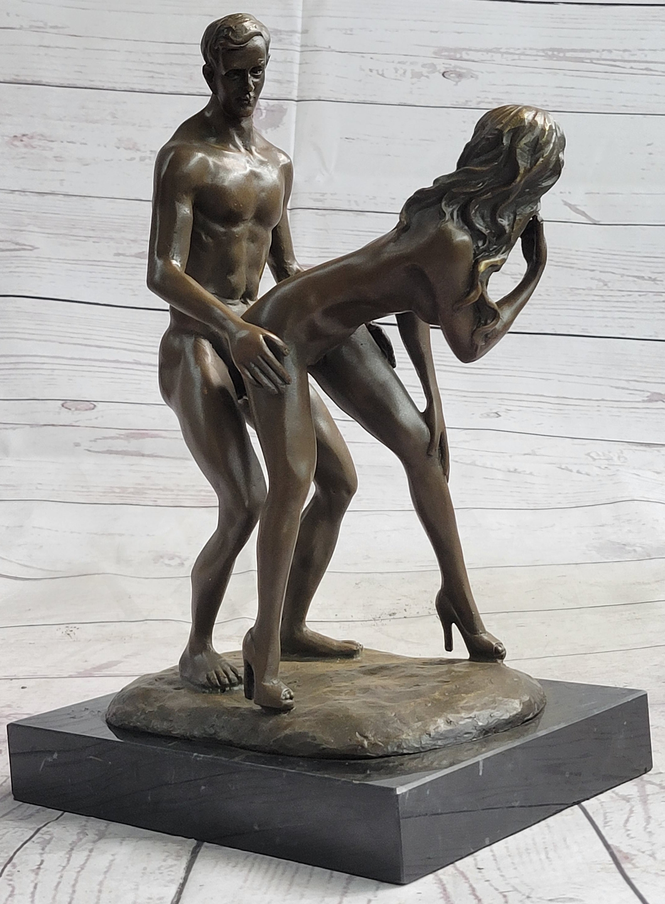 Standing Doggystyle Erotic Nude Bronze Sexual Sculpture by J. Mavchi