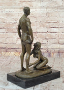 Blowjob Bronze Statue Sculpture Girl on Her Knees Erotic Art on Marble Base by Mavchi 13"