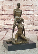 Erotic Bronze Couple Blowjob Sculpture Mavchi Signed Art 10"x 6"