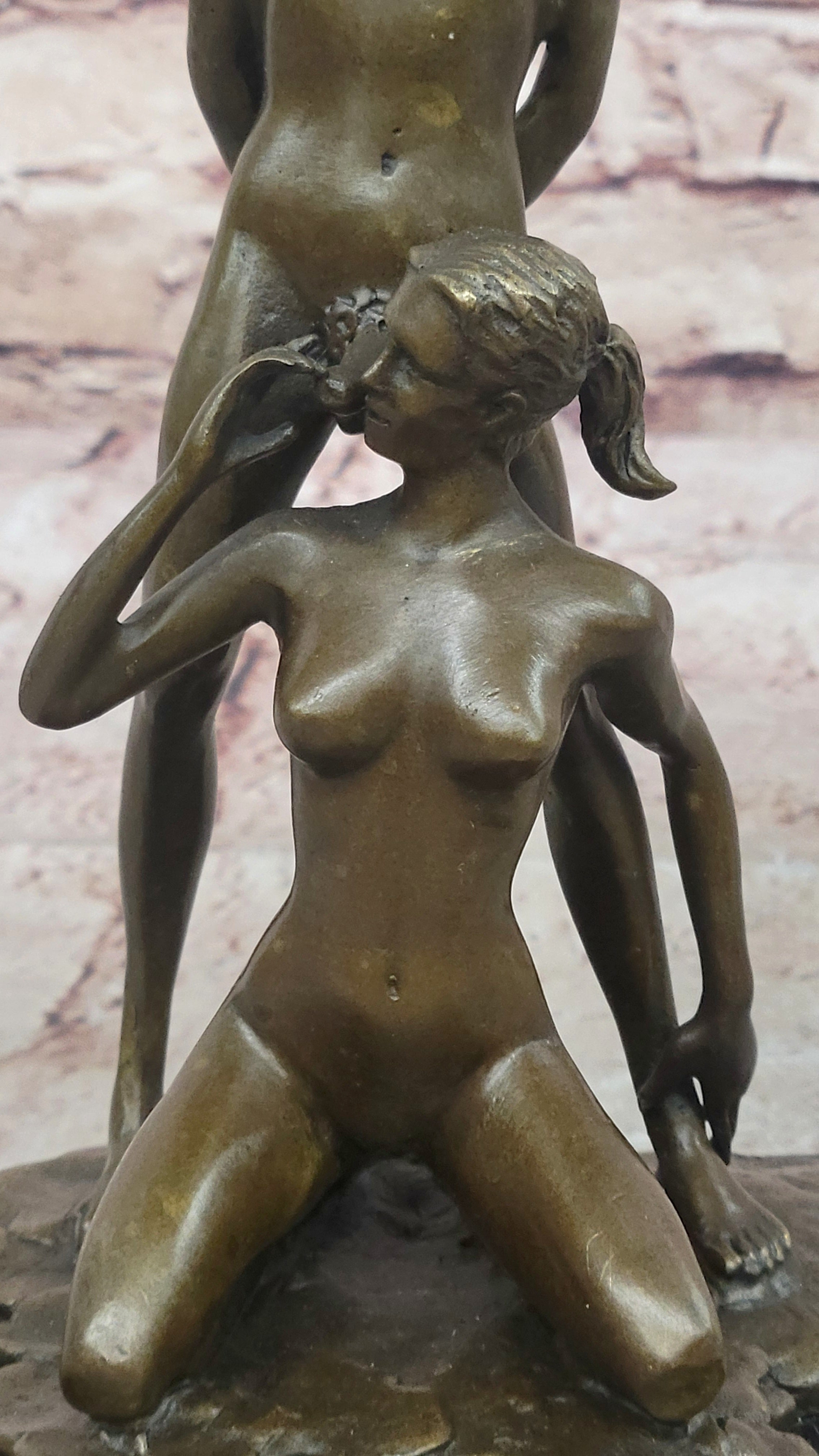 Erotic Bronze Couple Blowjob Sculpture Mavchi Signed Art 10"x 6"