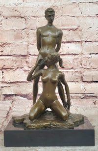 Erotic Bronze Couple Blowjob Sculpture Mavchi Signed Art 10"x 6"