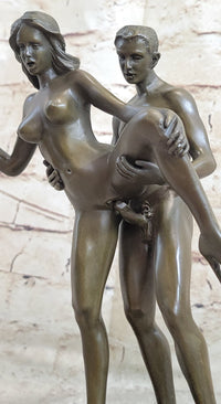 Highly Erotic Sexual Sex Bronze Sculpture Marble Base