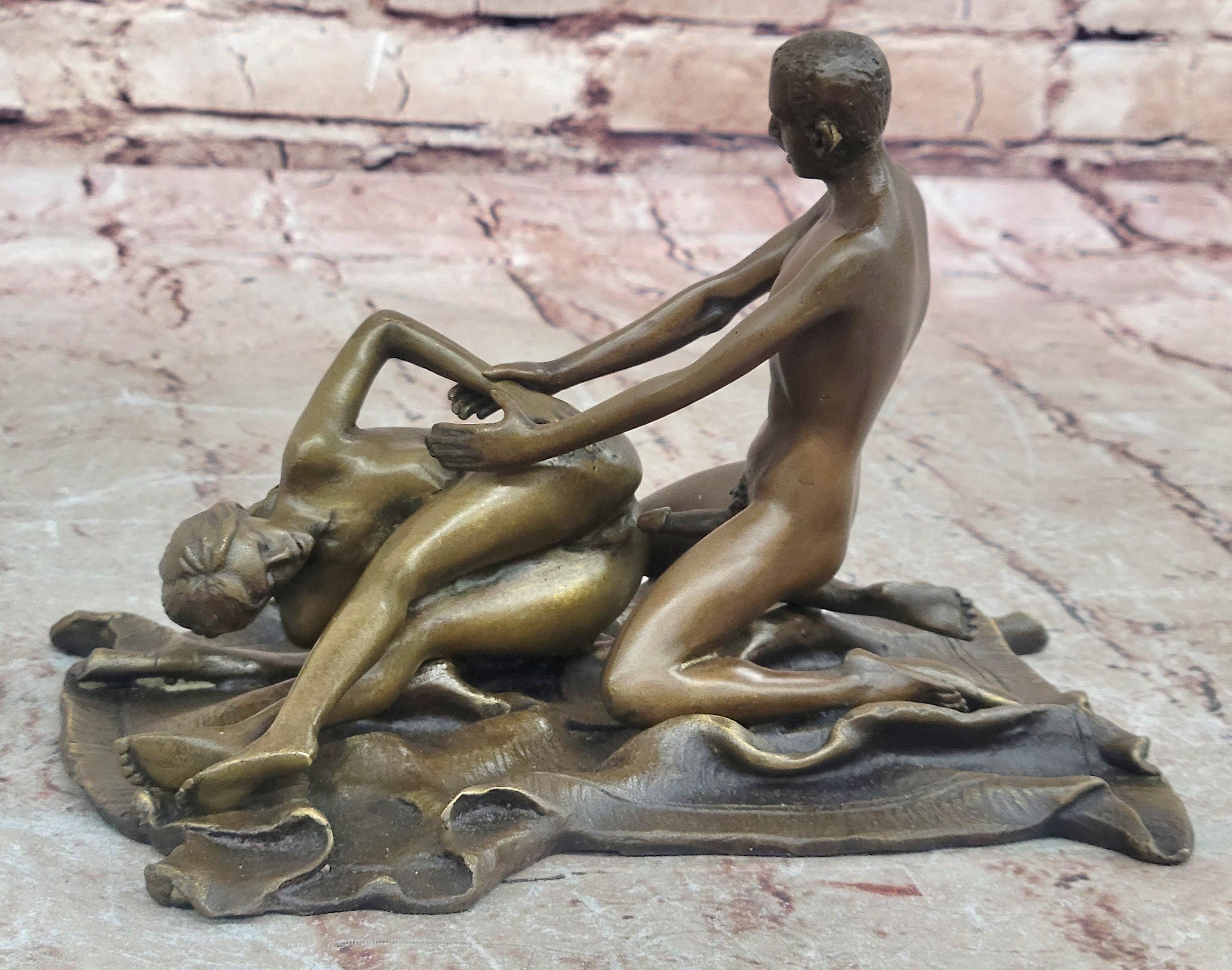 Erotic Figurines Sex on Rug Carpet Signed Art Mavchi