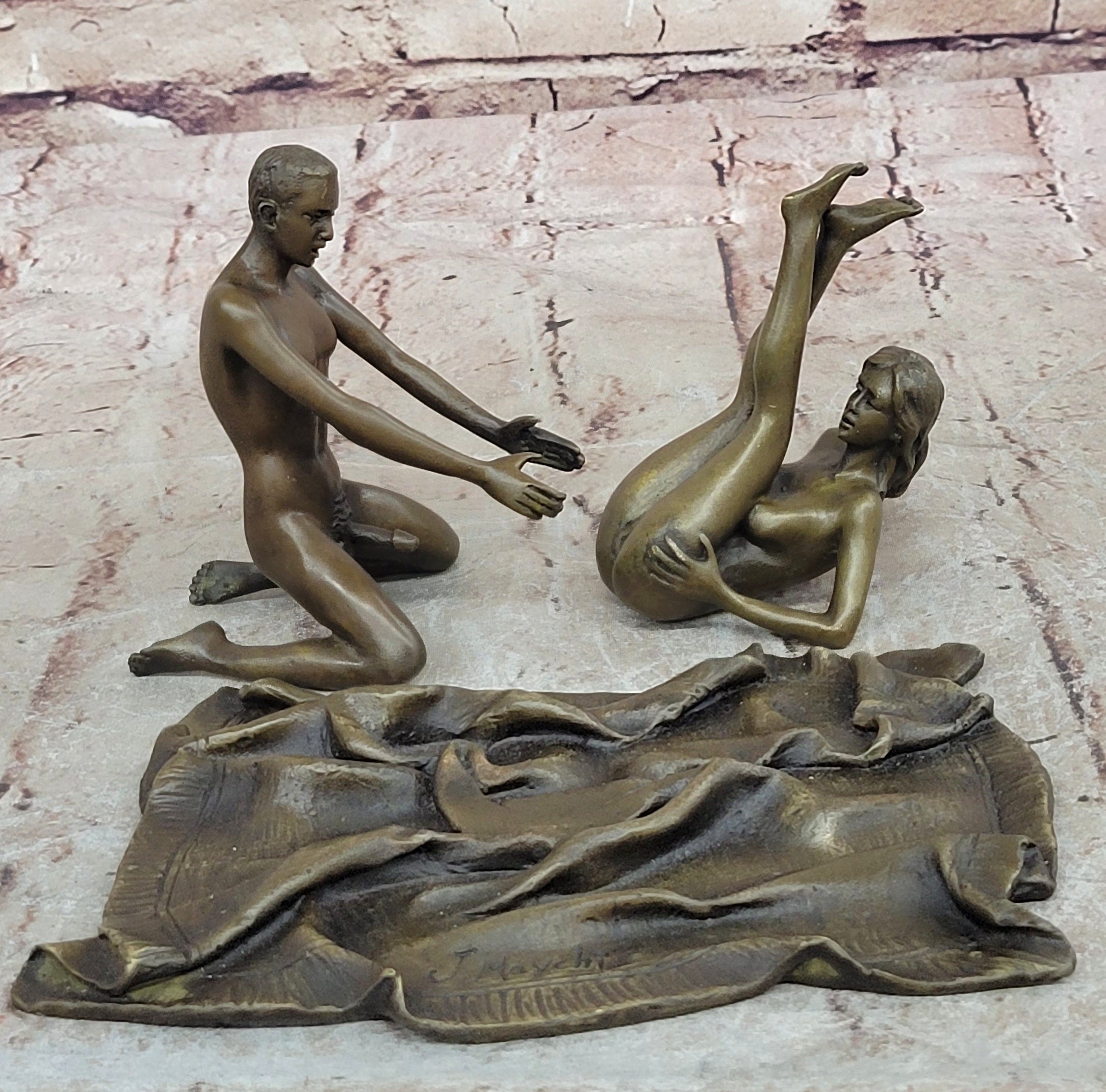 Erotic Figurines Sex on Rug Carpet Signed Art Mavchi