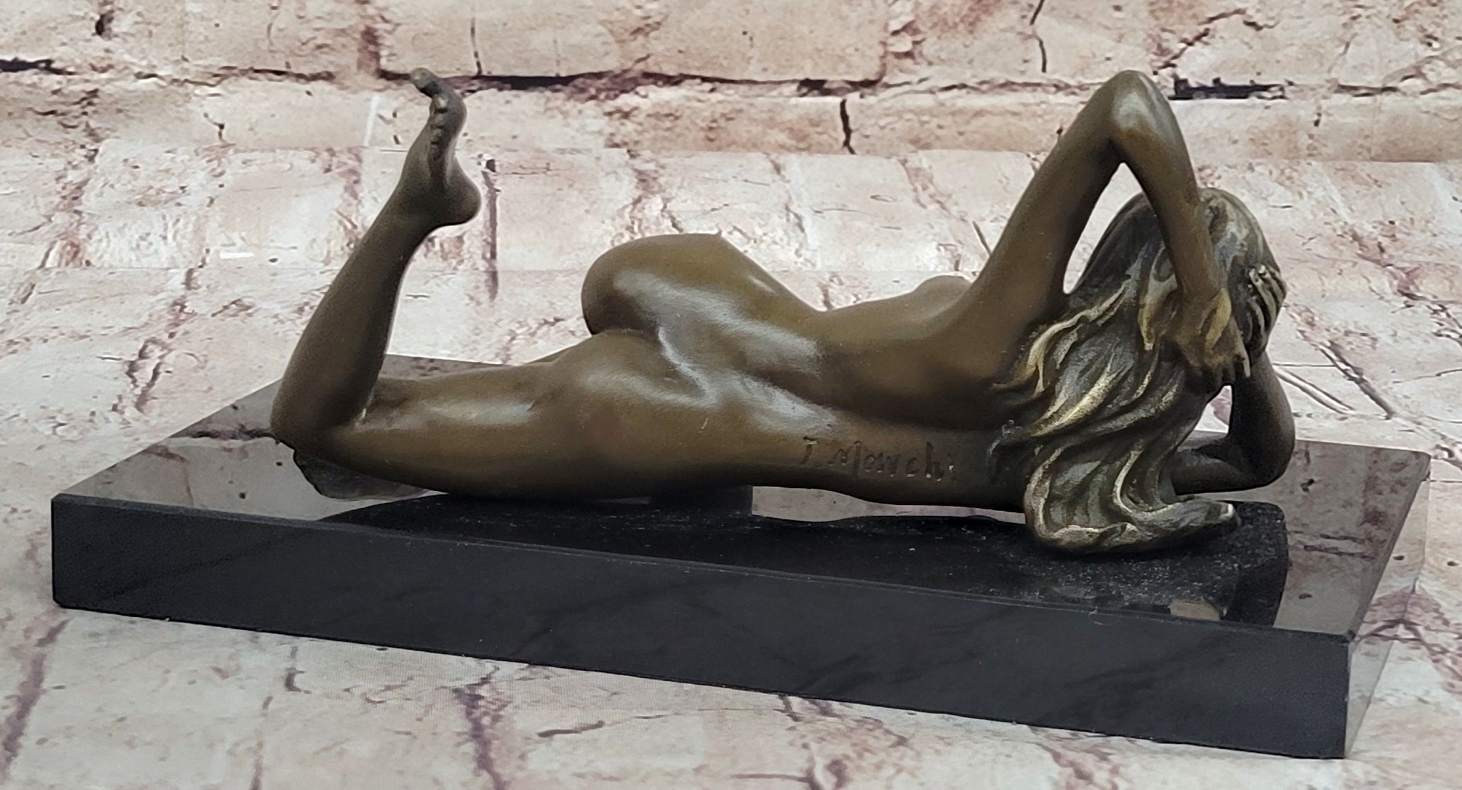 Erotic Nude Girl Bronze Figure Sculpture Mavchi Art 4" x 8"