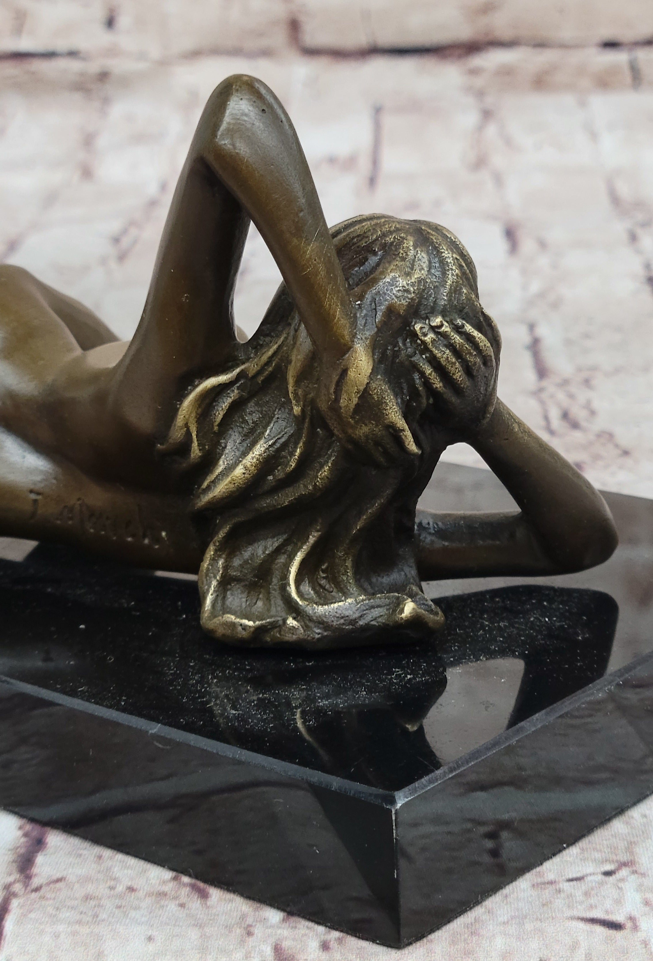 Erotic Nude Girl Bronze Figure Sculpture Mavchi Art 4" x 8"