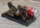 Heat of the Moment - Erotic Bronze Figure of Nude Girl Taking off Underwear by J. Mavchi