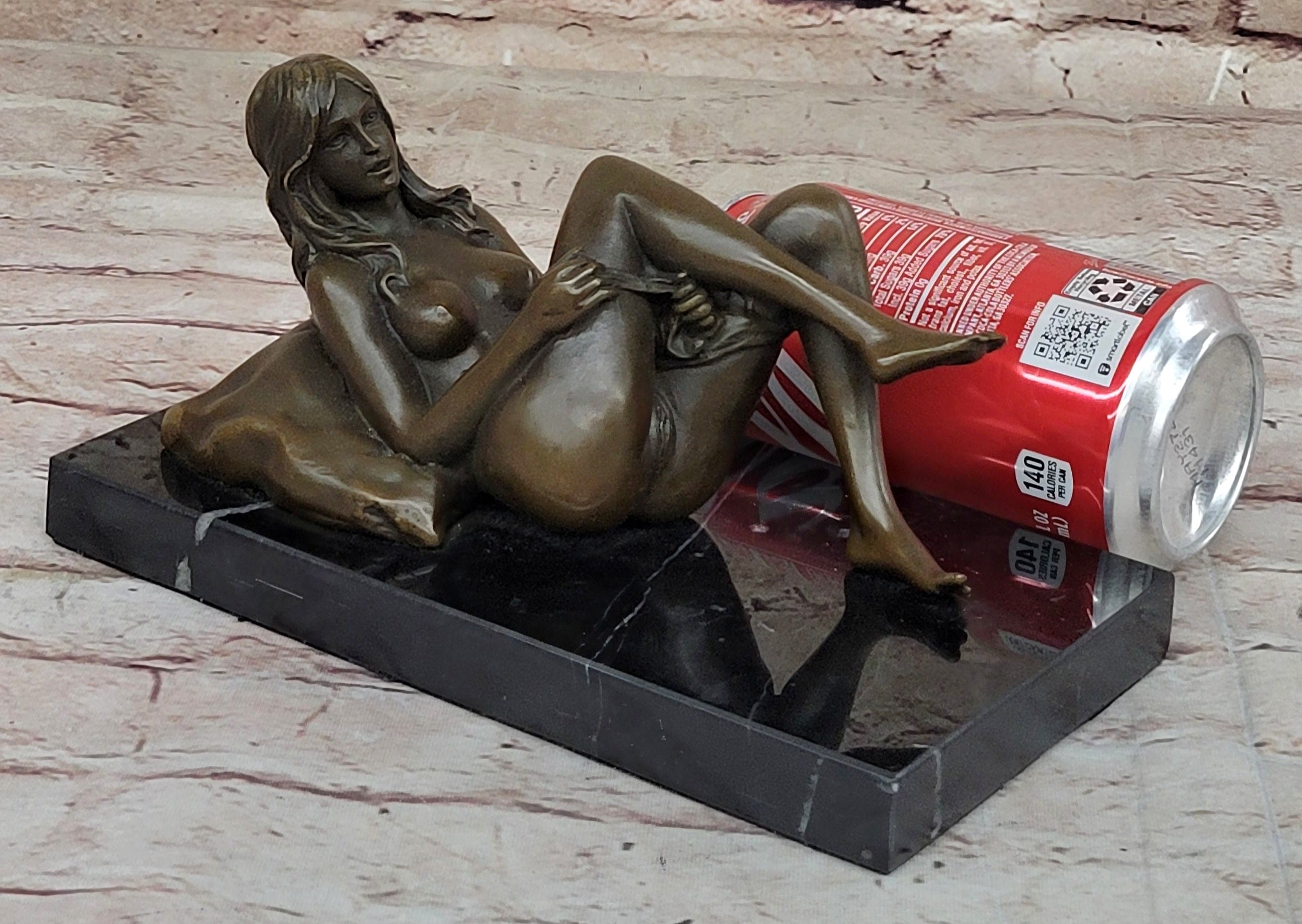 Heat of the Moment - Erotic Bronze Figure of Nude Girl Taking off Underwear by J. Mavchi