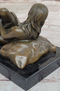 Heat of the Moment - Erotic Bronze Figure of Nude Girl Taking off Underwear by J. Mavchi