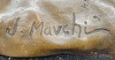 Heat of the Moment - Erotic Bronze Figure of Nude Girl Taking off Underwear by J. Mavchi