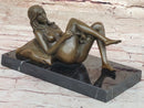 Heat of the Moment - Erotic Bronze Figure of Nude Girl Taking off Underwear by J. Mavchi