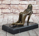 Erotic Nude Girl Crawling On Hands Knees Bronze Sculpture Art 6" x 9"