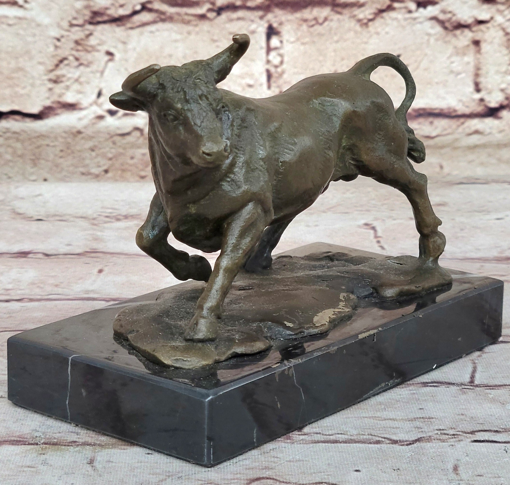 Hot Cast Bronze Trotting Spanish Bull Sculpture Original Art