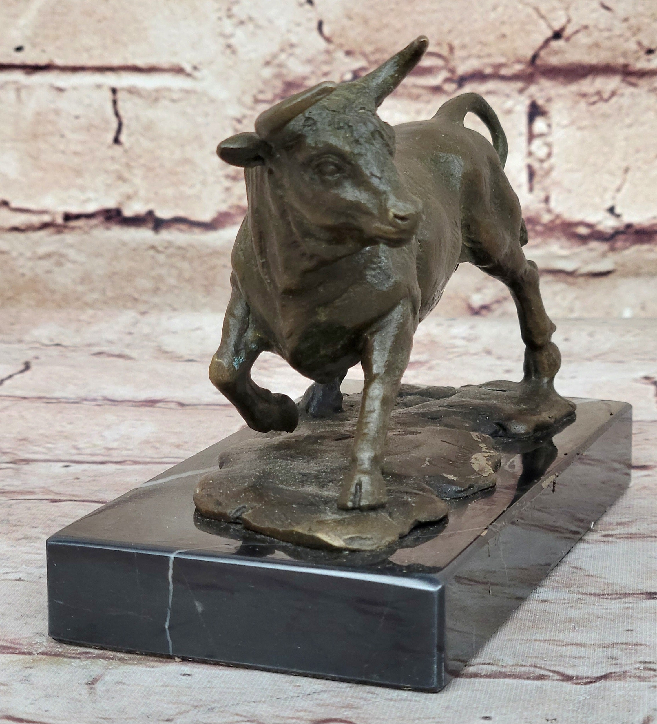Hot Cast Bronze Trotting Spanish Bull Sculpture Original Art