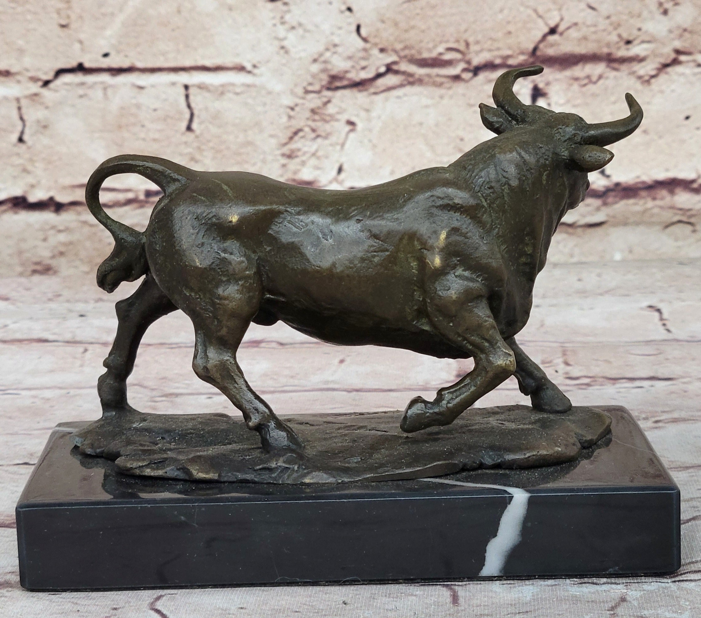 Hot Cast Bronze Trotting Spanish Bull Sculpture Original Art