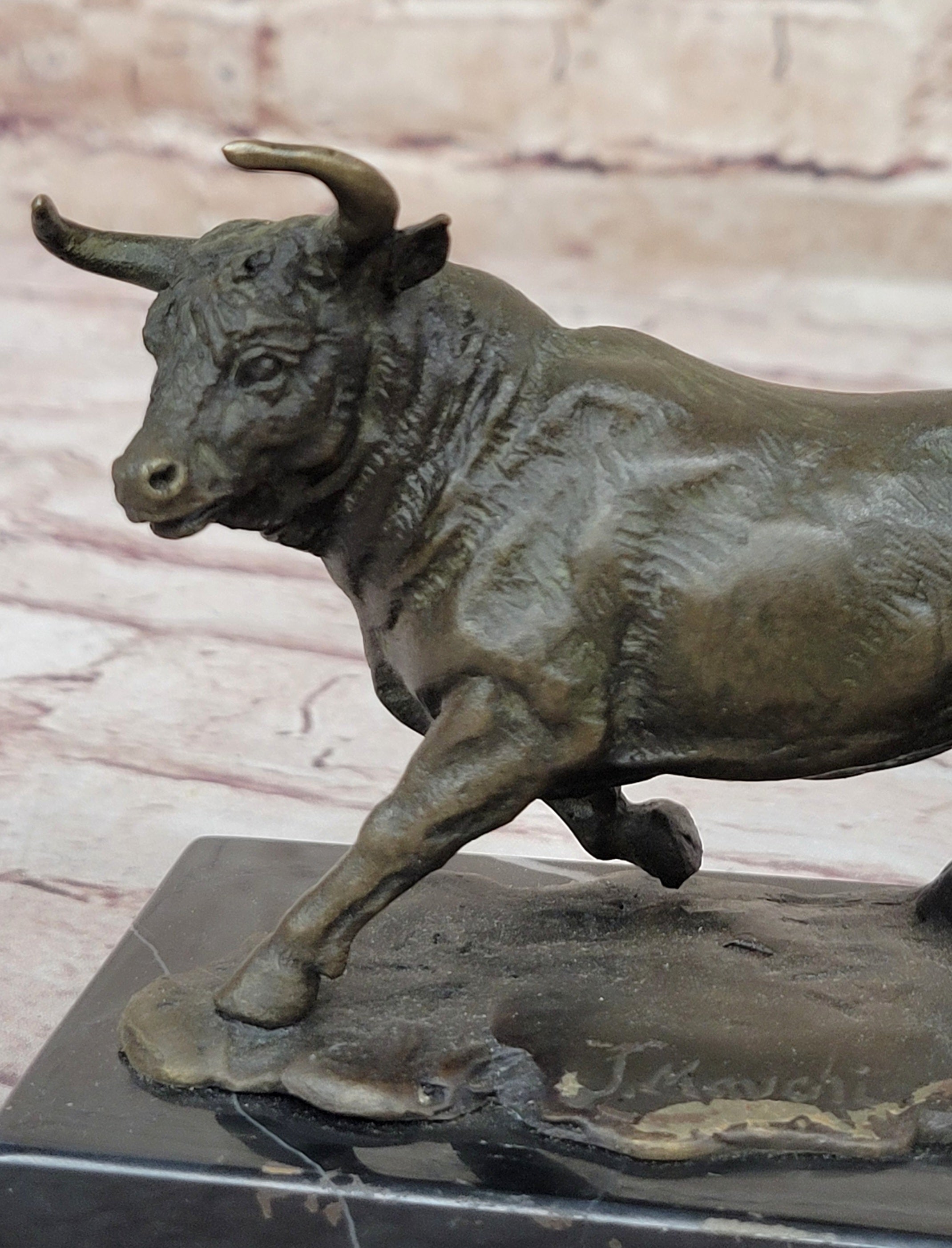 Hot Cast Bronze Trotting Spanish Bull Sculpture Original Art