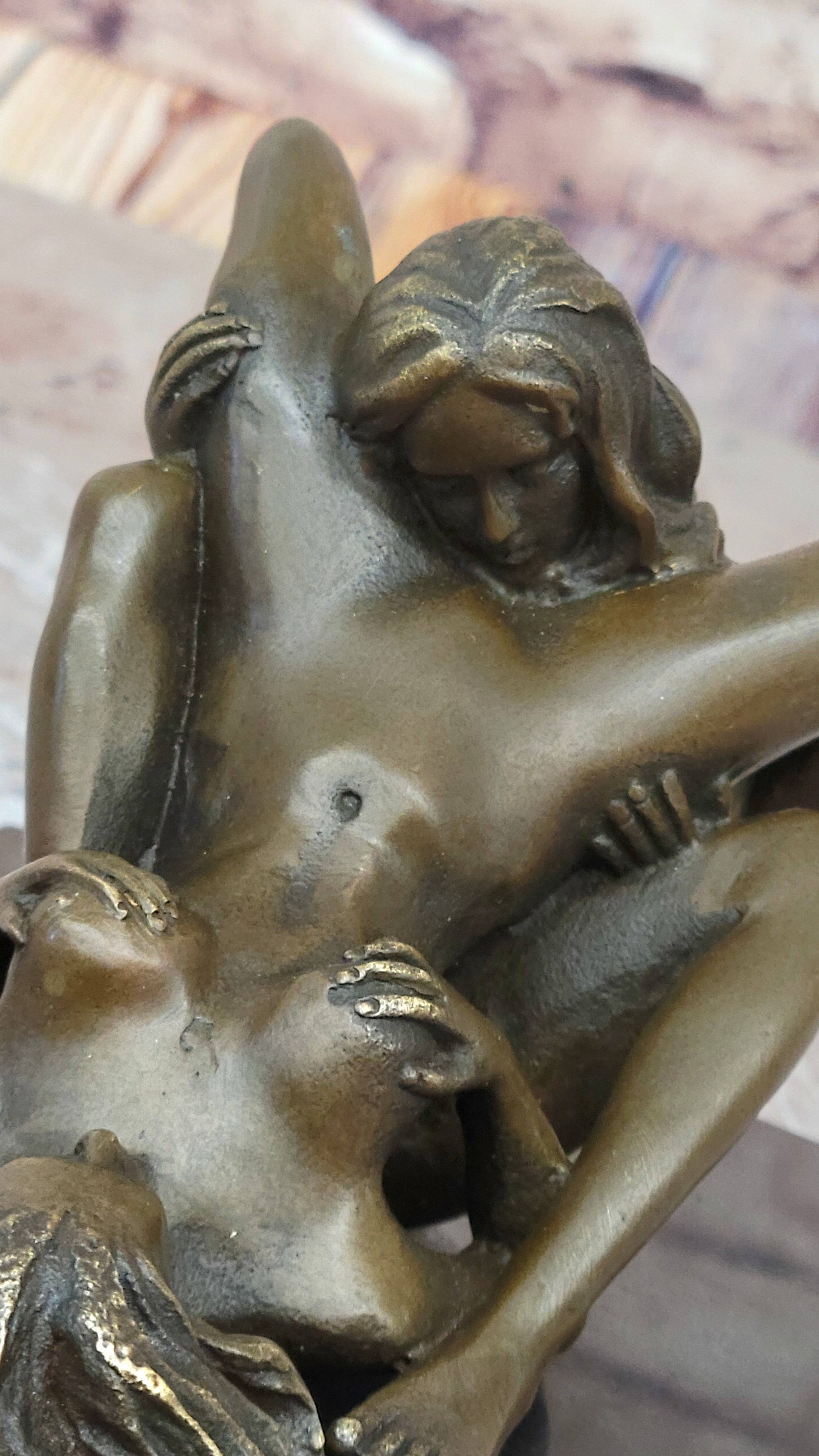 Erotic Bronze Statue Sculpture Lesbian Lovers Oral Sex Signed Mavchi 3.5" x 6.5"