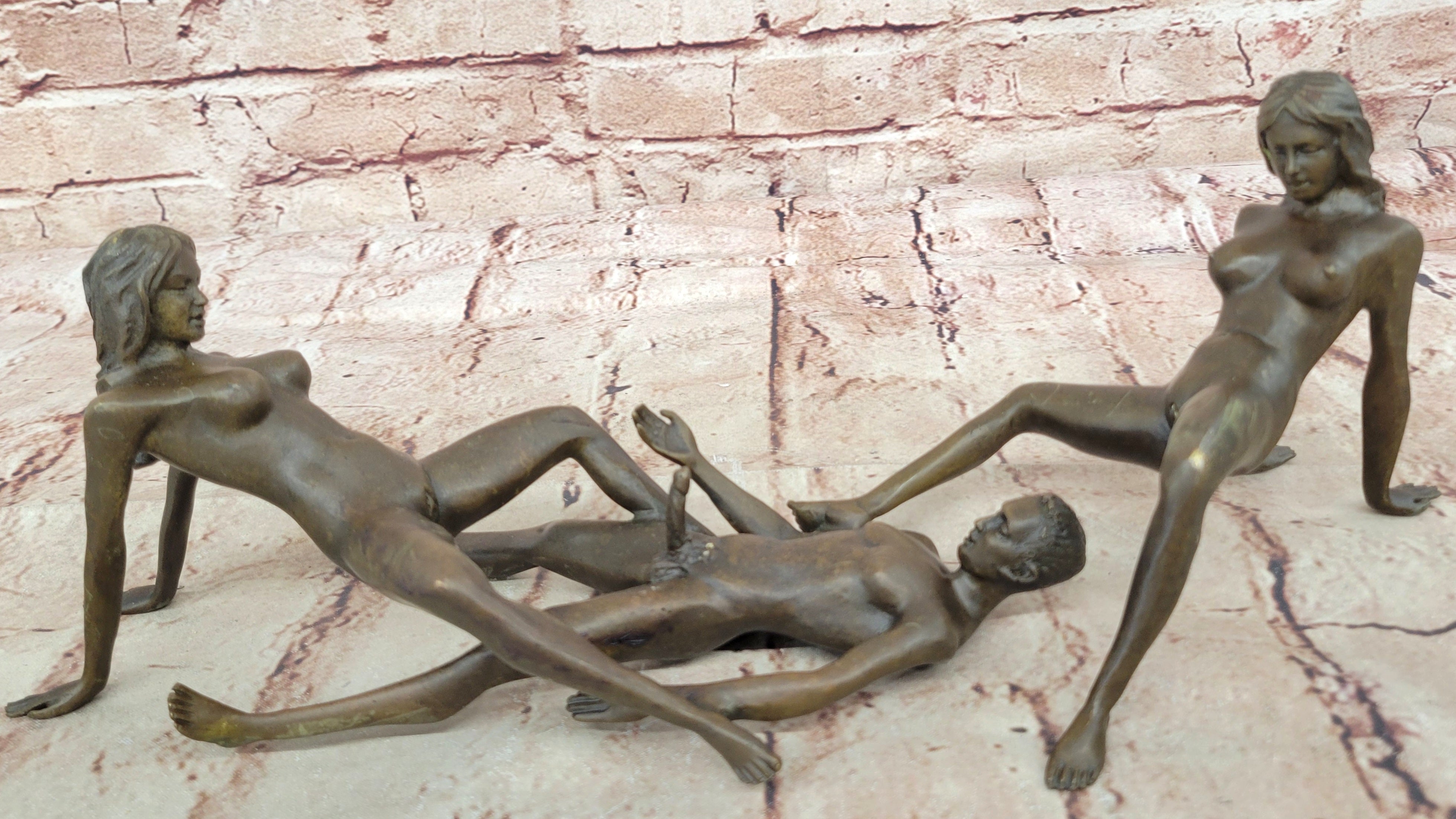 Erotic Bronze Sculpture Trio – Artistic Nude for Bold - Art by Mavchi