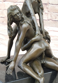 FFM Threesome Sex Erotic Bronze Statue Sculpture Signed Mavchi Erotica 10" x 7"