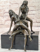 FFM Threesome Sex Erotic Bronze Statue Sculpture Signed Mavchi Erotica 10" x 7"
