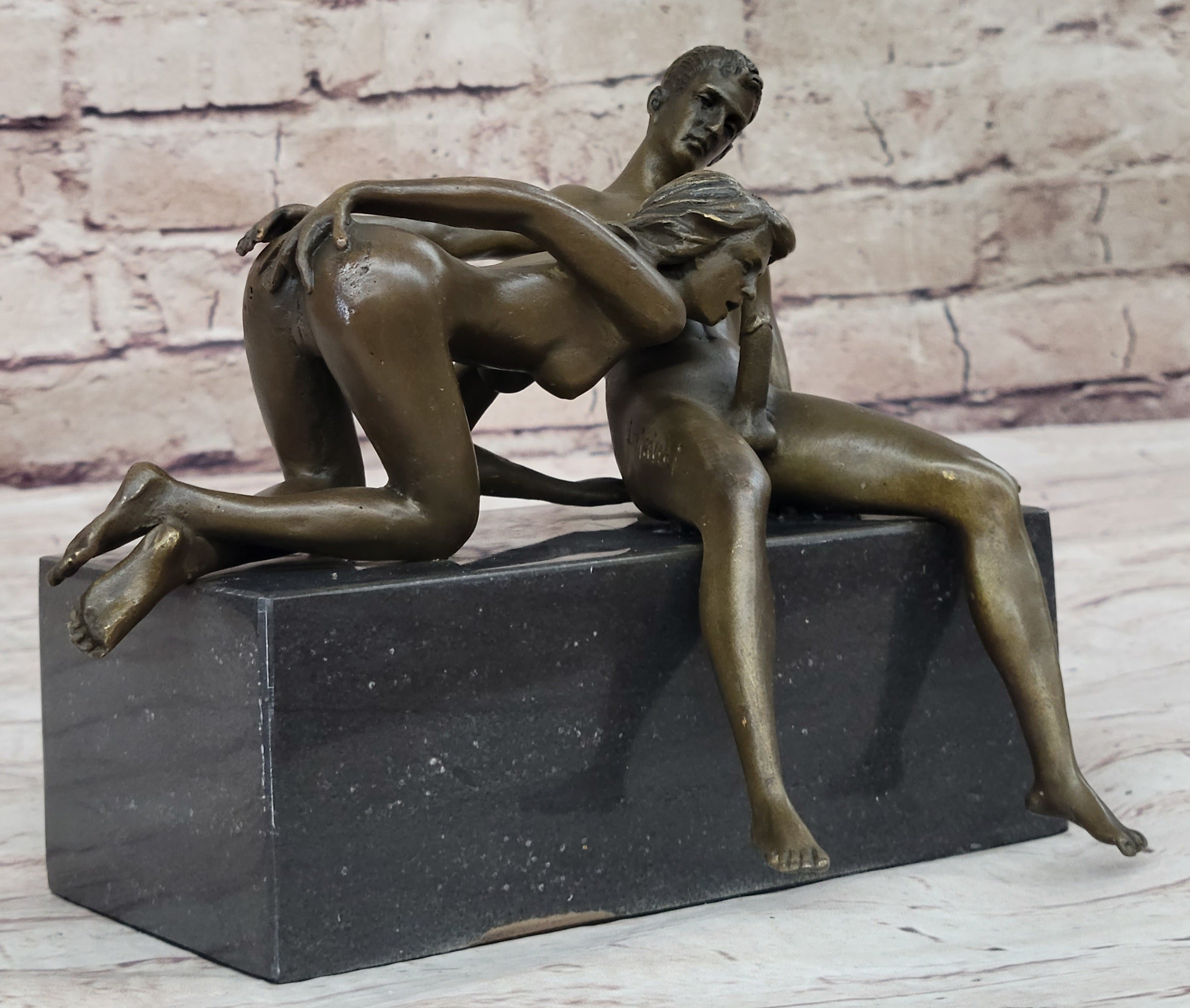 Blowjob Erotic Bronze Sculpture Figure Modern Art by Mavchi 7" x 8"