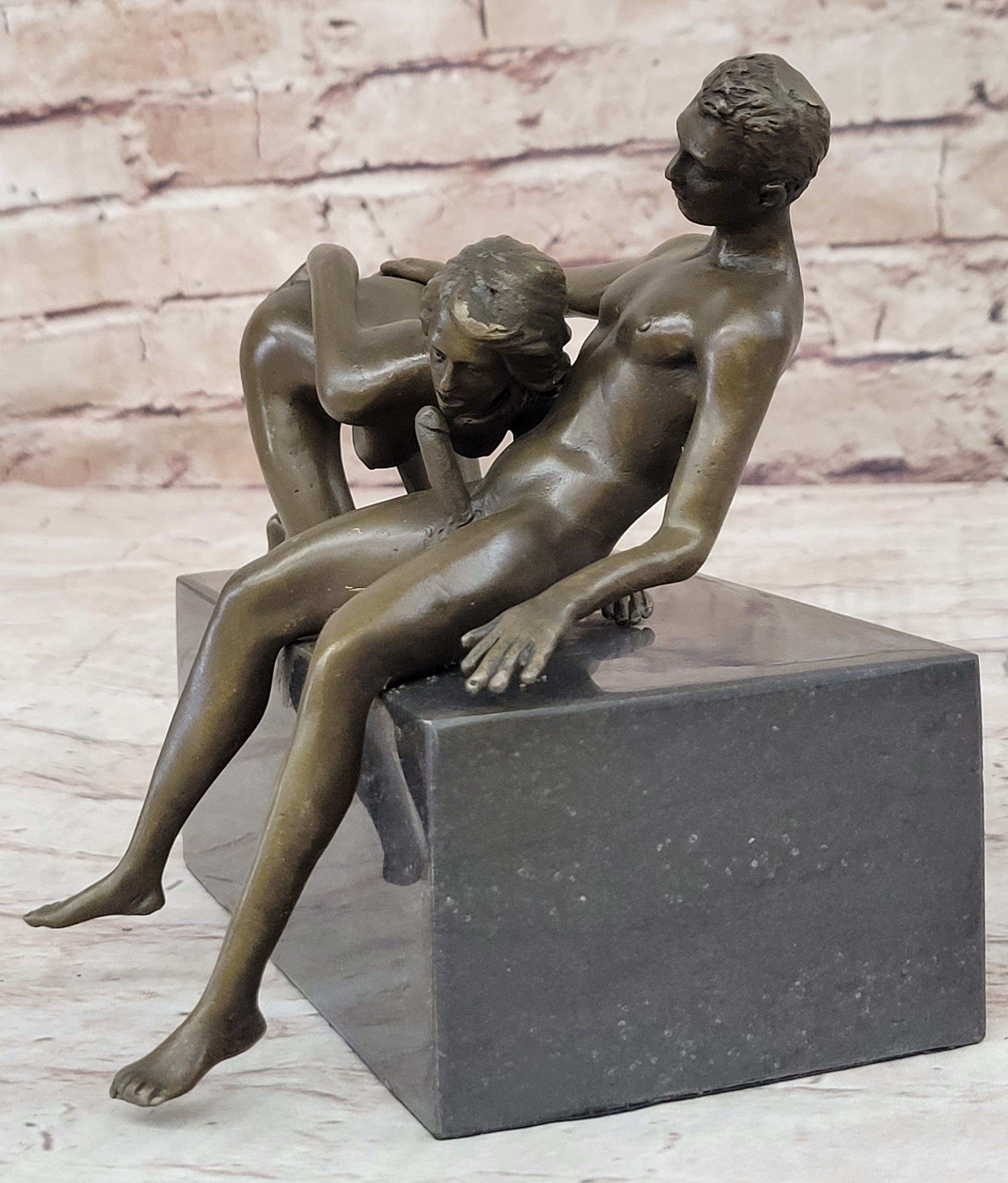 Blowjob Erotic Bronze Sculpture Figure Modern Art by Mavchi 7" x 8"