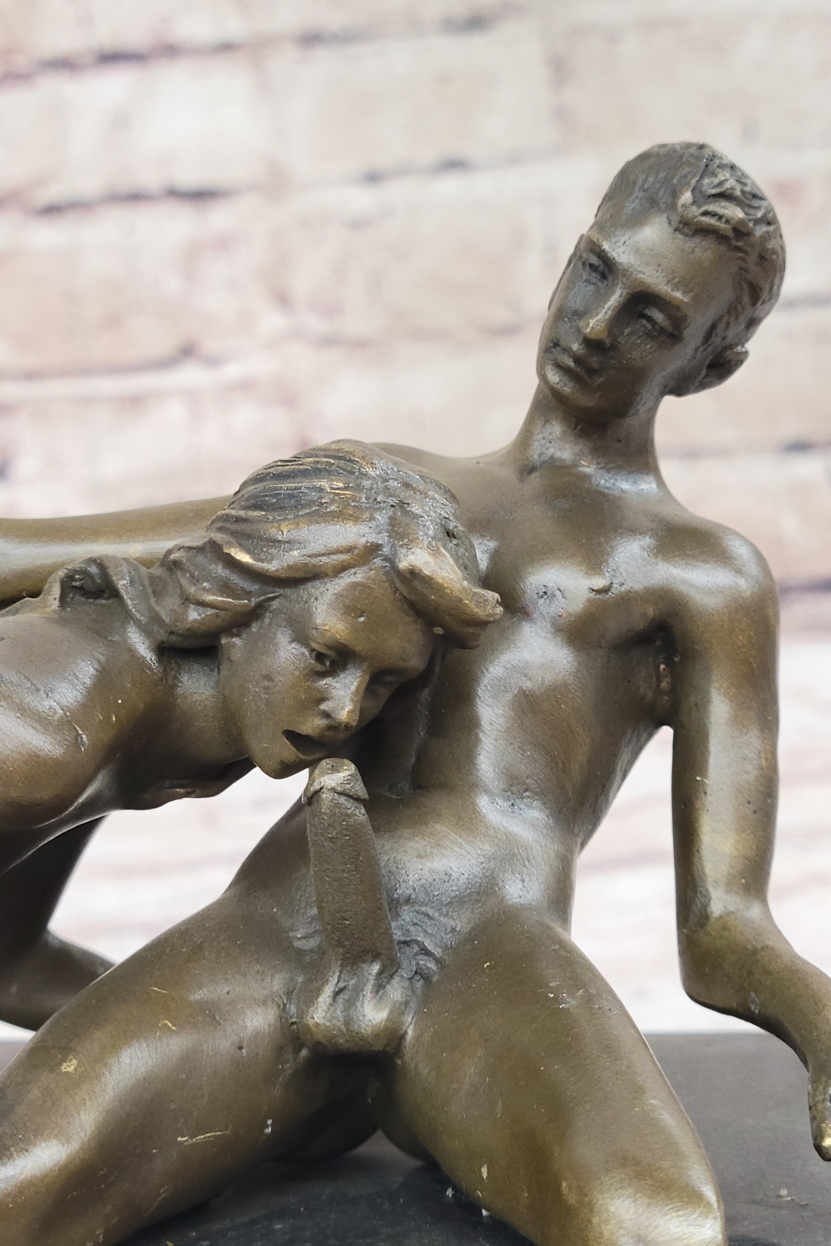 Blowjob Erotic Bronze Sculpture Figure Modern Art by Mavchi 7" x 8"