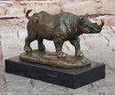 Bronze Rhino Sculpture on Marble Base – Vintage Wildlife
