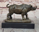Bronze Rhino Sculpture on Marble Base – Vintage Wildlife